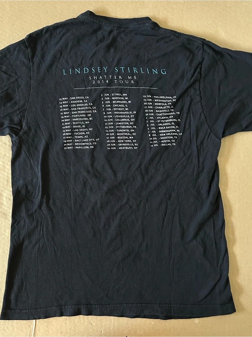 Lindsey Stirling Shatter Me 2014 Tour T-shirt Black Large Double Sided Graphic